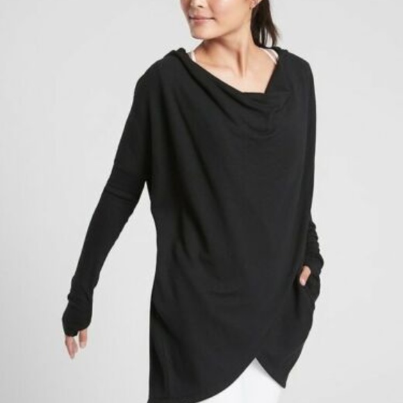 NWT Athleta Purana Wrap Sweatshirt // Black - Picture 4 of 6